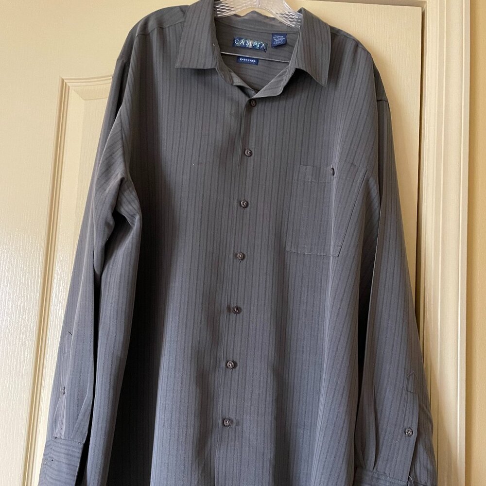 BRAND NEW: Campia Men's Big and Tall Shirt Gray Striped (Size 3XLT)